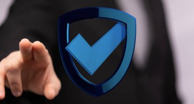 Güvenlik kalkanını işaretleyen kişi koruma sembolü.