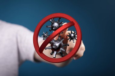 Coronavirus önleme kavramı: COVID-19 'a karşı işaretli el