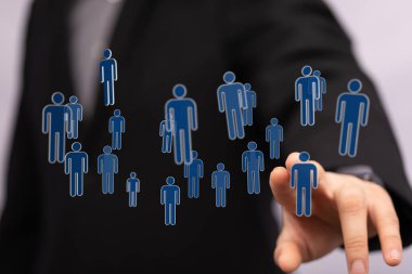 İnsan ağı, bağlantı ve işe alım kavramı illüstrasyonu