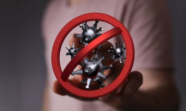 Coronavirus İşaretini Durdur, El Tutma Virüsü Sembolü, Enfeksiyon Yok