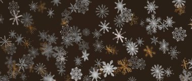 Kahverengi Arkaplanda Kış Tatili Tasarımları İçin Soyut Kar Taneleri Deseni