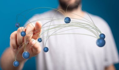Küresel Ağ Bağlantısı Kavramsal Adam Dokunuyor