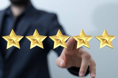 Mükemmel geri bildirim için İşadamı Beş Yıldız Beğeni