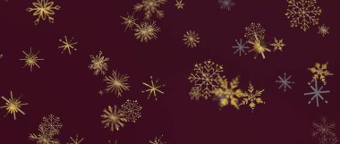 Parlayan Altın Kar Taneleriyle Zarif Kış Arkaplanı