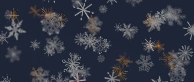 Kış mevsimi için Karanlık Arkaplanda Soyut Kar Tanesi Deseni