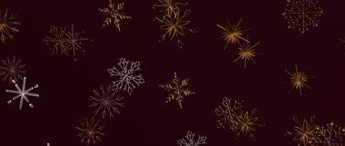 Burgundy Noel Arkaplanı Üzerine Zarif Kar Tanesi Deseni