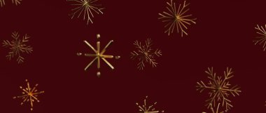 Noel ve kış için kestane rengi arka planda altın kar taneleri