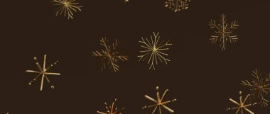 Şenlikli Tasarımlar İçin Karanlık Arkaplanda Yüzen Zarif Altın Kar Taneleri
