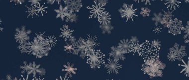 Kış mevsimi için Koyu Mavi Arkaplanda Düşen Kar Taneleri