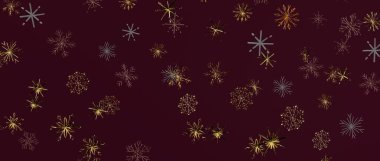 Koyu Kırmızı Arkaplanda Zarif Soyut Kar Taneleri Örnekleri