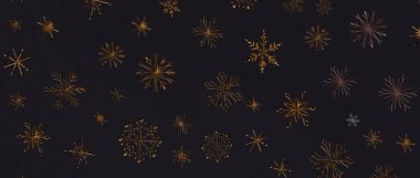 Koyu Arkaplanda Zarif Altın Kar Tanesi Şablonu