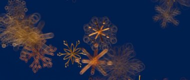 Koyu mavi arka planda altın çiçekli soyut çiçek tasarımı