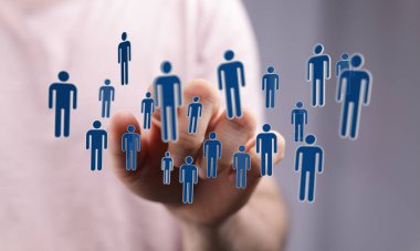 Bağlantılar ve takım çalışması kavramının gösterildiği insan ağı