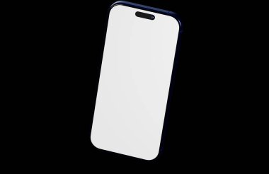 Modern akıllı telefon boş ekran maketi siyah arkaplanda izole edildi