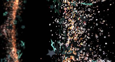 Bulanık ışıkları ve karanlık boşluğu olan soyut yıldız arkaplan çizimi.