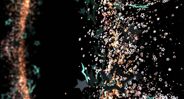 Bulanık ışıkları ve karanlık boşluğu olan soyut yıldız arkaplan çizimi.