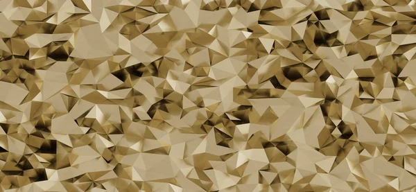 Altın rengi ve yansımaları olan soyut geometrik çokgen arkaplan