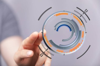 Dijital Teknoloji Arayüzü Soyut El Dokunuşu Fütürist Tasarım Konsepti