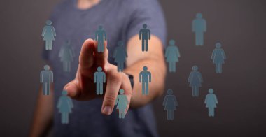 Dijital Bağlantı Konseptine Dokunan İnsan Ağı.