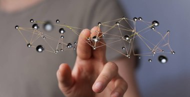 Dijital ağa dokunmak, bir bağlantı veya teknoloji kavramı