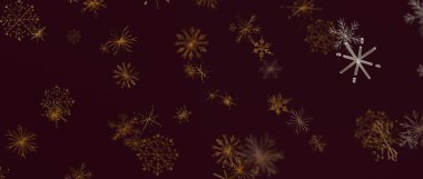 Koyu Kırmızı Geçmiş Üzerinde Soyut Altın Kar Taneleri Tatiller İçin