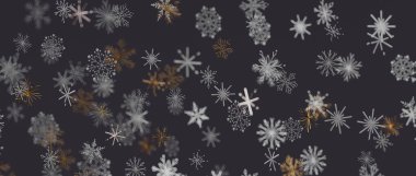 Kutlama Tasarımları İçin Karanlık Arkaplanda Soyut Kar Taneleri Deseni