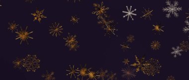 Noel Tasarımı İçin Karanlık Arkaplanda Soyut Kar Taneleri
