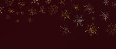 Koyu Burgonya Arkaplanına Karşı Zarif Noel Kar Taneleri