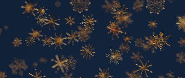 Koyu Mavi Arkaplanda Zarif Altın Kar Tanesi Tasarımı