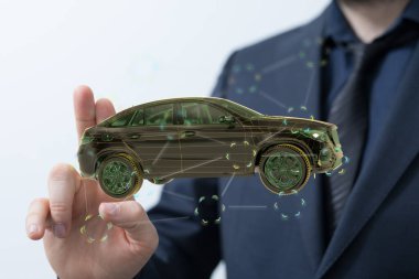 İş Adamının Elindeki Dijital Araba Modeli