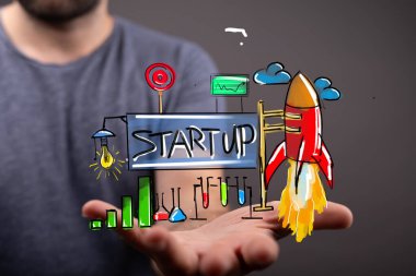 Startup Business Launch Rocket Idea Concept