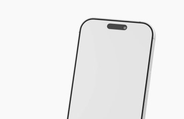 İzole Beyaz Arkaplan Üzerinde Minimalist Beyaz Akıllı Telefon Tasarımı