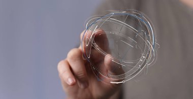 Küresel ağa dokunmak, gelecekteki teknoloji soyut kavram, bağlantı