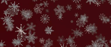 Koyu kırmızı arkaplanda kar tanesi deseni