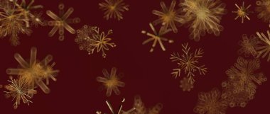 Kızıl Arkaplan Kutlamasında Soyut Altın Kar Taneleri