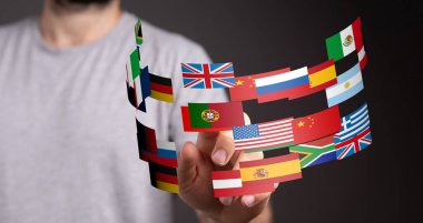 Küresel İletişim: Adam Dünya Bayraklarıyla Etkileşiyor