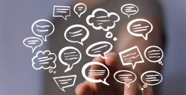 Elin dijital konuşma baloncuklarıyla etkileşimi