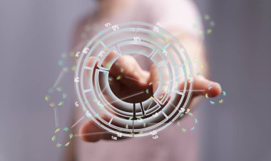 Elle Etkileşim Fütürist Dairesel Veri Görselleştirmesi