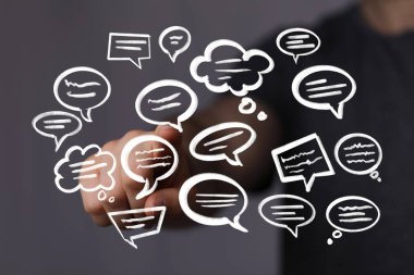 Yüzen Sohbet Baloncuklarına El Gösterimi: İletişim Konsepti