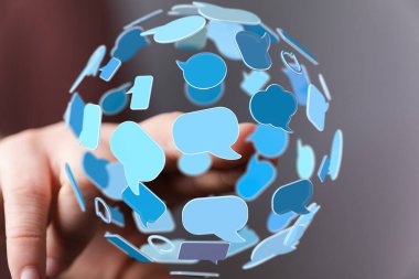 Küresel İletişim Ağı: Konuşma Baloncuklarıyla El Etkileşimi