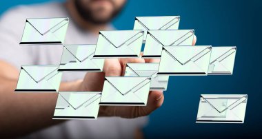 Çoklu E- posta Yönetimi: Bir Adam E- posta Simgelerinin Hologramıyla İletişim kurar