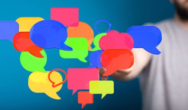 Renkli Konuşma Baloncukları İletişim & Konuşmasını Temsil Ediyor