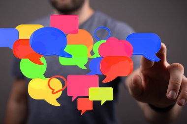 Renkli Konuşma Baloncukları: İletişim & Ağ Kavramı