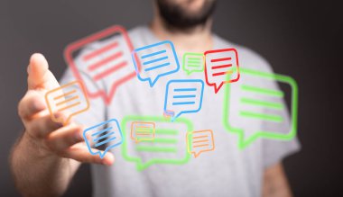 Modern Teknoloji Simgeleriyle Dijital İletişim Akımı Konsepti