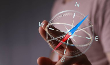 Şeffaf Pusula Elde Tutuluyor Yön ve Yönlendirme