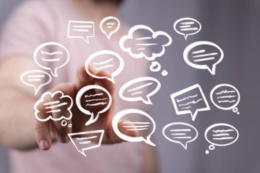 Yüzen Konuşma Baloncuklarıyla El Etkileşimi: İletişim Konsepti