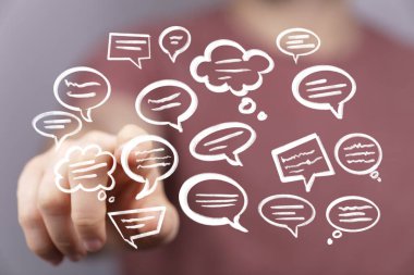 Dijital konuşma baloncuklarına el işareti