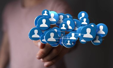 İnsanları birbirine bağlayan dijital ağ, sosyal medyayı, toplumu ve etkileşimi temsil ediyor