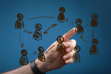 El Dokunuşu Sanal İnsanlar Ağ İş Konsepti