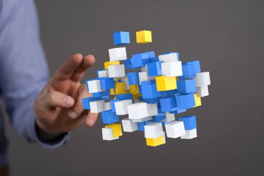 Soyut 3D Bloklar: Veri, Yenilik ve Teknoloji